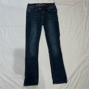 Wall Flower jeans, size 5. Distressed with embroidery pockets